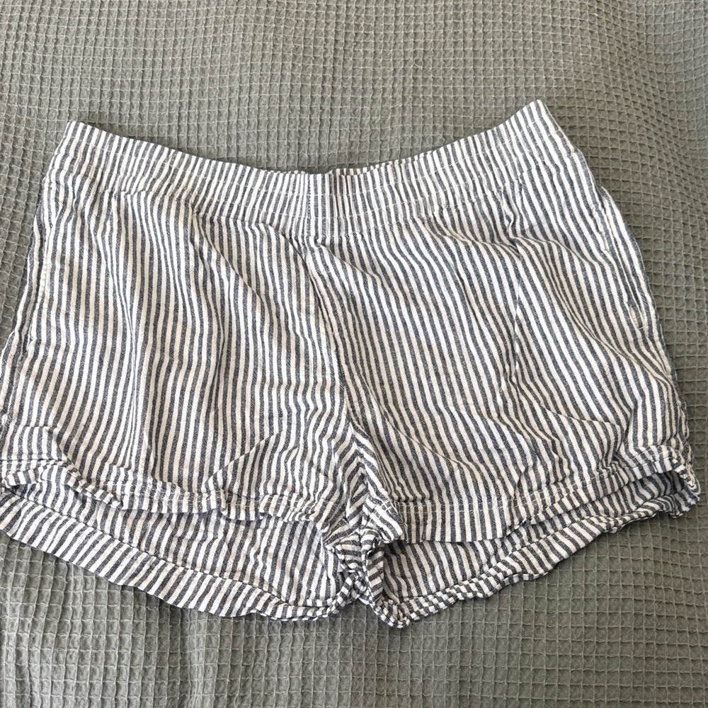 Old Navy Comfort Waistband Linen Blend Striped Shorts - Blue and White
